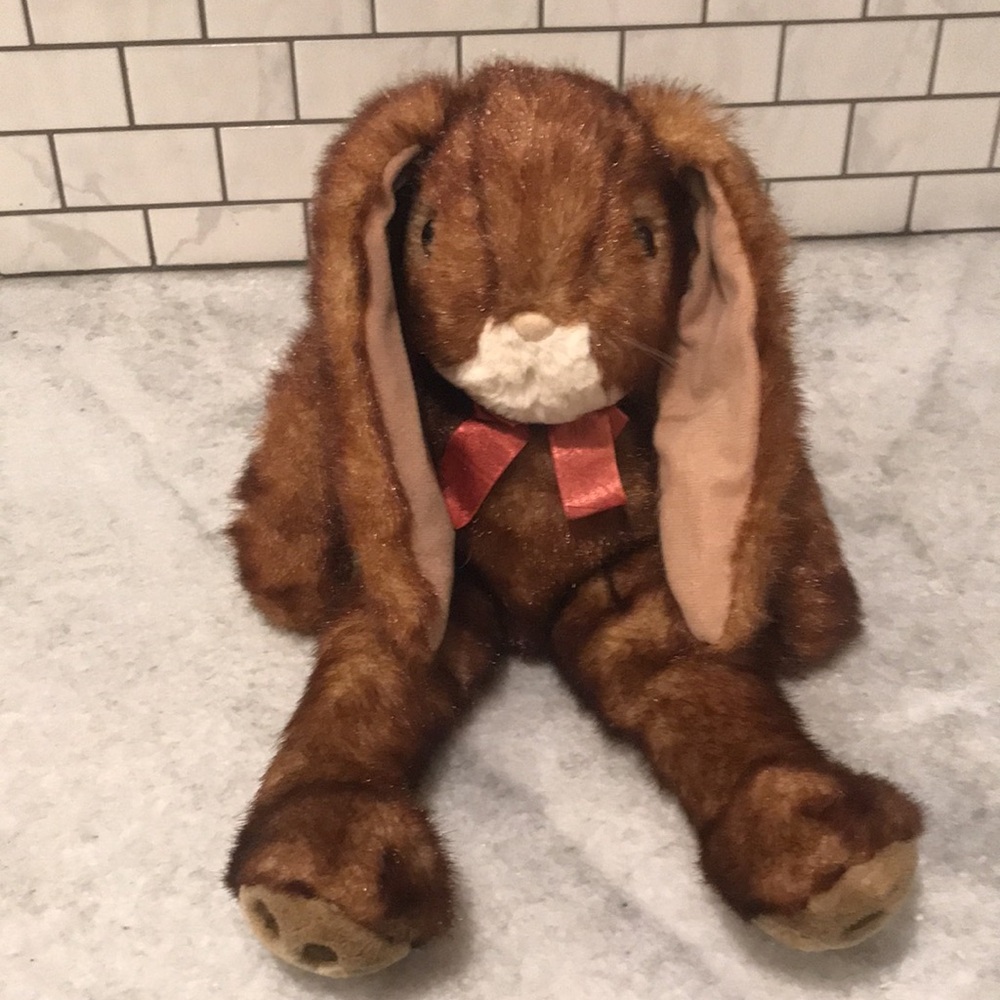 Vintage MJC PurrFection Rabbit Plush Brown Floppy Ears Bunny Stuffed Animal 80s